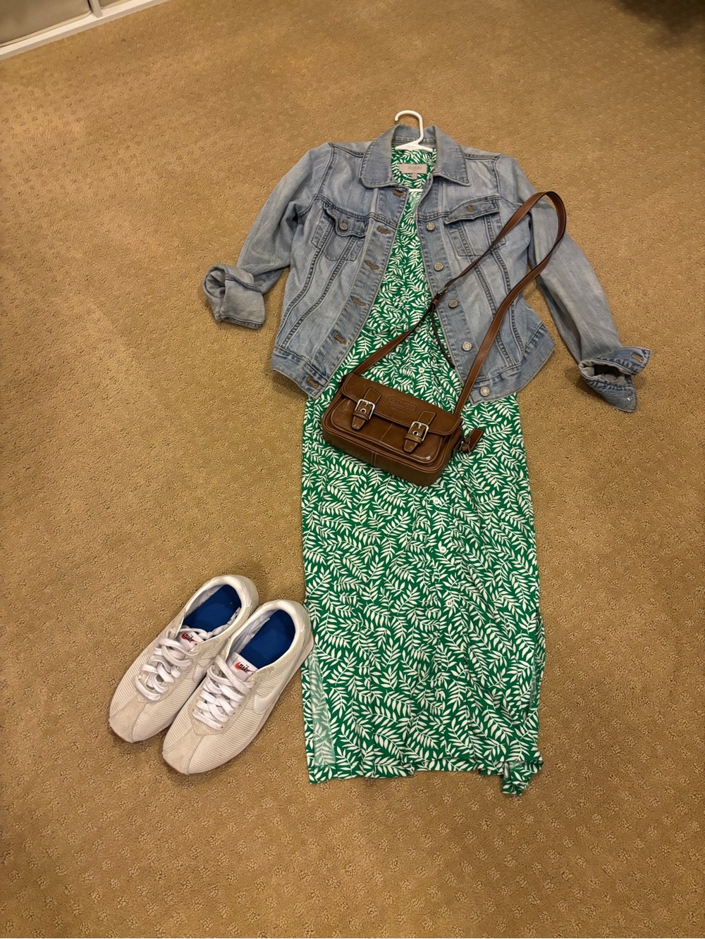 Hobbs London Dress US 2 UK 6 Green Leaf Print Midi Ruched Button Front Jersey